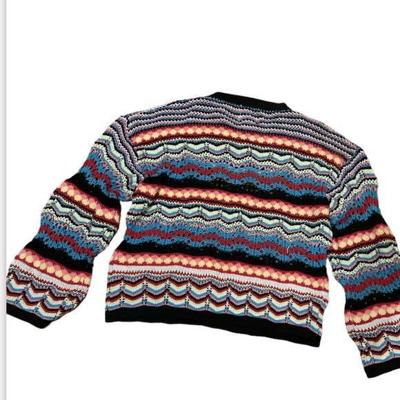 TEES2URDOOR women’s Multi Stripe Macrame Sweater - Picture 9 of 10